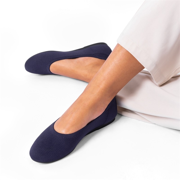 Comfortable Arch Support Knit Ballet Flats - NAVY - 1